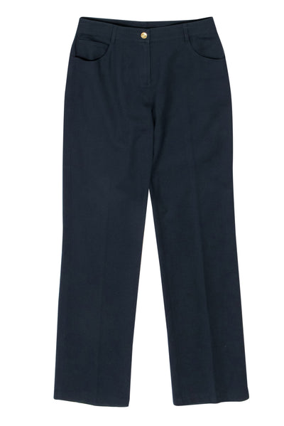 Current Boutique-St. John Sport - Navy Straight Leg Trousers w/ Rhinestone Butterfly Design Sz 4