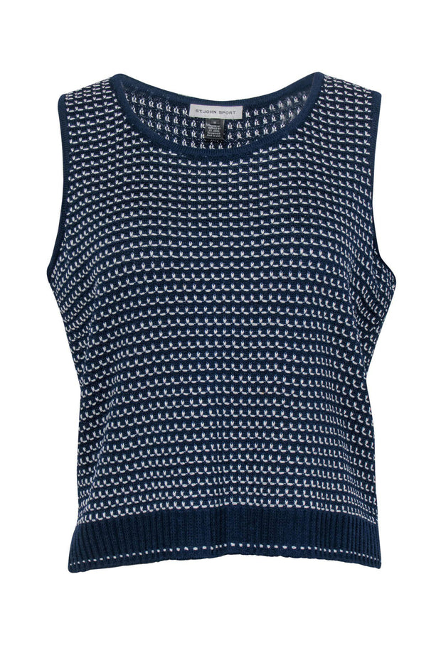 Current Boutique-St. John Sport - Navy & White Knit Sweater Vest Sz M