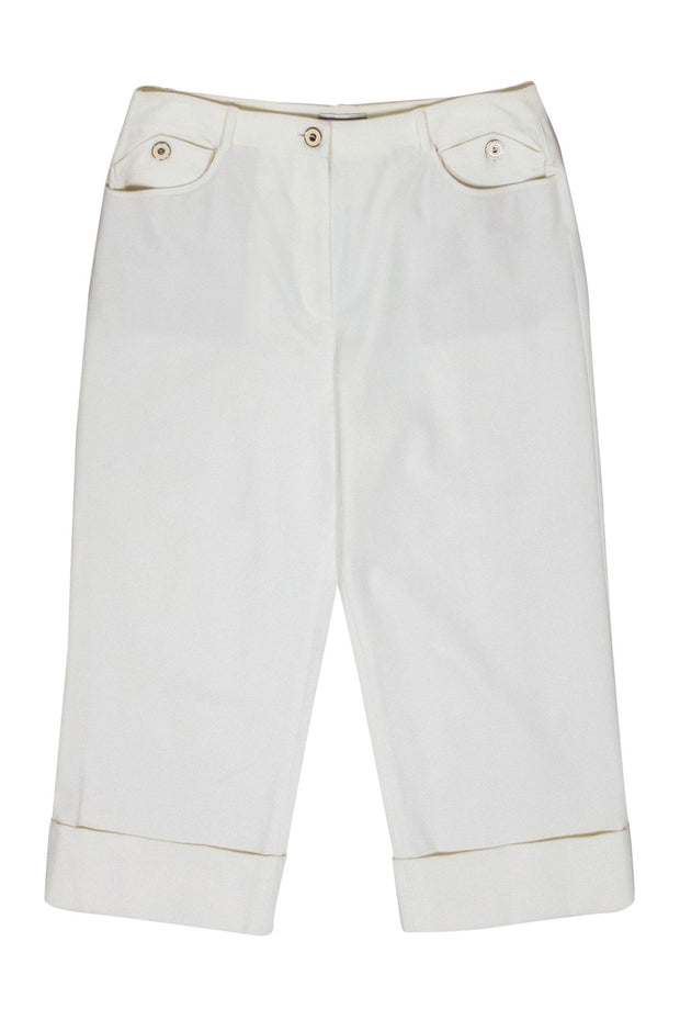 Current Boutique-St. John Sport - White Cropped Cuffed Straight Leg Jeans Sz 14