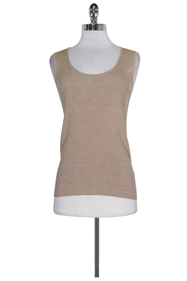 Current Boutique-St. John - Tan Rib Knit Tank Top Sz S