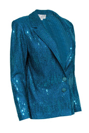 Current Boutique-St. John - Teal Knit Sequin Button-Up Blazer Sz 6