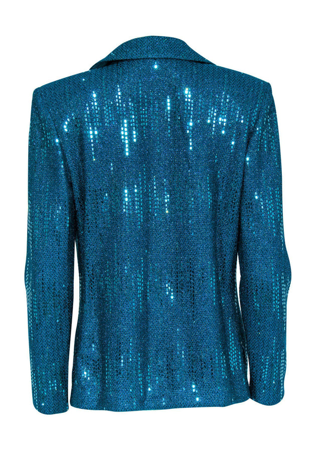 Current Boutique-St. John - Teal Knit Sequin Button-Up Blazer Sz 6