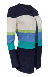 Current Boutique-St. John - Teal, White, Navy Striped Jacket Sz 4