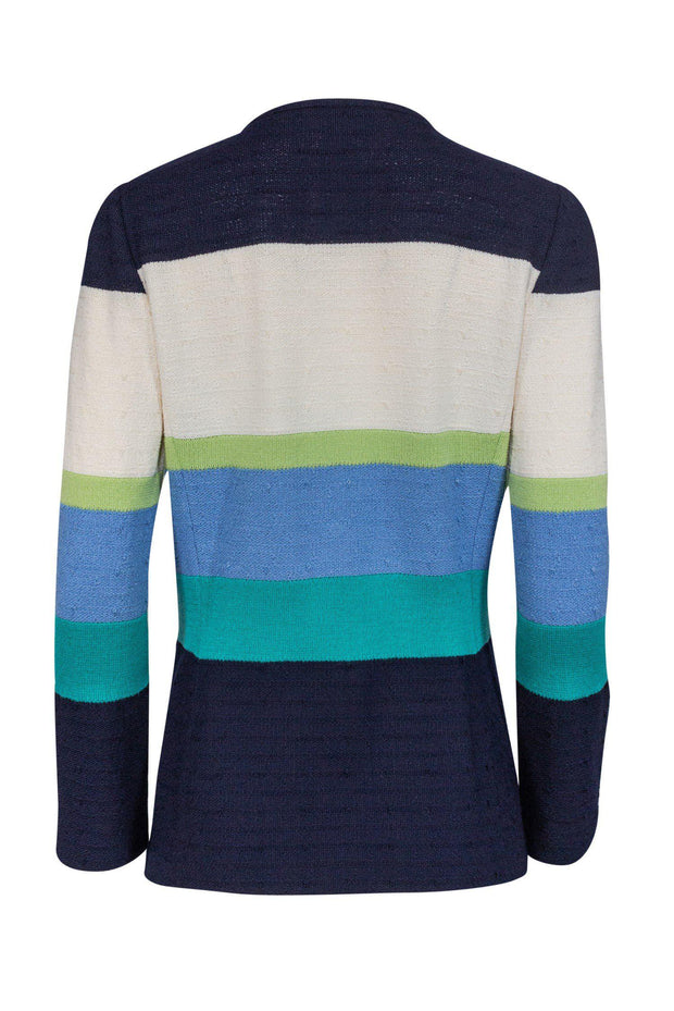 Current Boutique-St. John - Teal, White, Navy Striped Jacket Sz 4