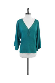 Current Boutique-St. John - Teal Wool Blend Embellished Sweater Sz S