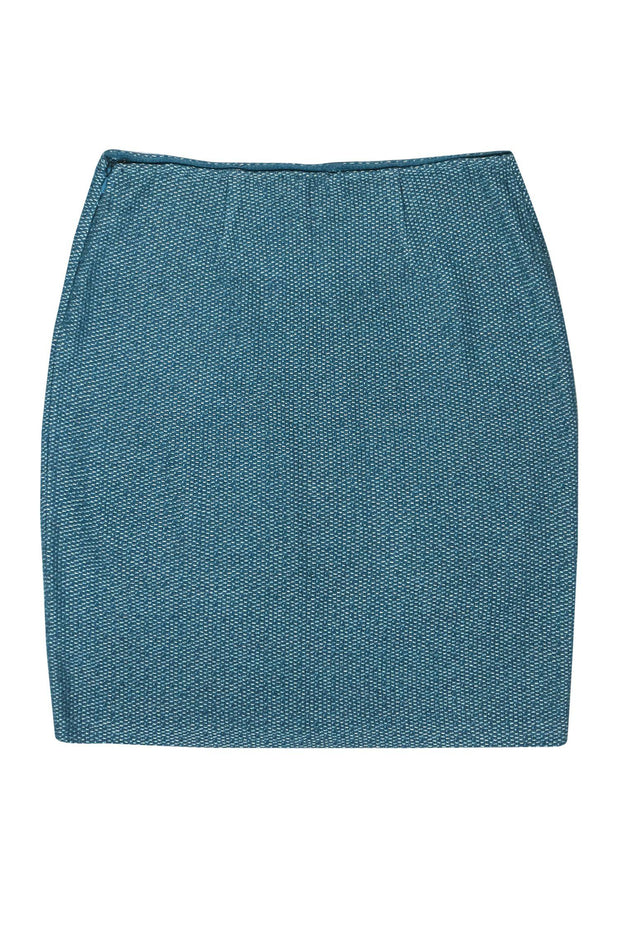 Current Boutique-St. John - Teal Woven Tweed Pencil Skirt Sz 10