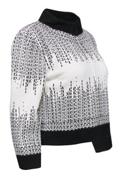 Current Boutique-St. John - White Knit Zip Up Jacket w/ Black Embellishments Sz 8