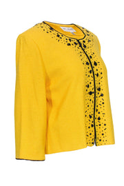 Current Boutique-St. John - Yellow Knit Zip-Up Jacket w/ Buttons & Sequins Sz 12