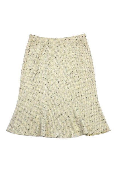 Current Boutique-St. John - Yellow & White Tweed Skirt Sz 6