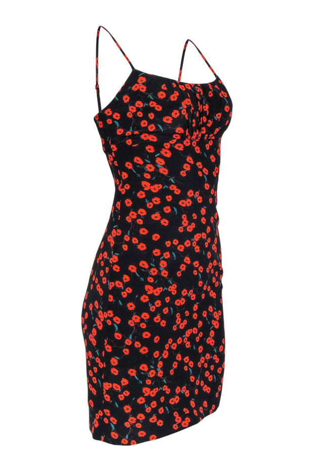 Current Boutique-Staud - Black & Orange Poppy Print Sleeveless Mini Dress Sz 0