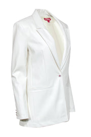 Current Boutique-Staud - Ivory Vegan Leather Blazer w/ Bright Pattern Buttons Sz S