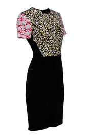 Current Boutique-Stella McCartney - Black, Leopard & Swirl Printed Short Sleeve Dress Sz 6