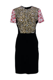 Current Boutique-Stella McCartney - Black, Leopard & Swirl Printed Short Sleeve Dress Sz 6