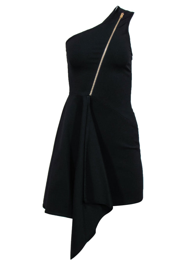 Current Boutique-Stella McCartney - Black One-Shoulder Asymmetrical Dress w/ Front Zipper Sz S