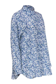 Current Boutique-Stella McCartney - Blue Floral Silk "Mila" Collared Blouse Sz L