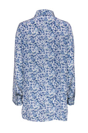 Current Boutique-Stella McCartney - Blue Floral Silk "Mila" Collared Blouse Sz L