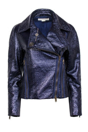 Current Boutique-Stella McCartney - Deep Purple Textured Moto Faux Leather Jacket Sz 8