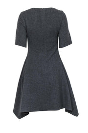 Current Boutique-Stella McCartney - Grey Wool Short Sleeve Scarf Hem Fit & Flare Dress Sz 6