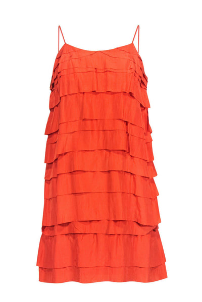 Current Boutique-Stella McCartney - Orange Ruffle Silk Mini Dress Sz S