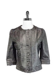 Current Boutique-Stella McCartney - Silver Denim Cropped Jacket Sz 6