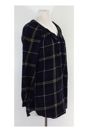 Current Boutique-Steven Alan - Blue & Green Plaid Cotton & Wool Top Sz S