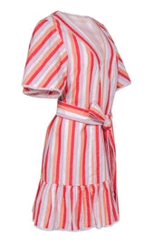 Current Boutique-Stevie May - Orange, Red & Lavender Striped Cotton & Linen Dress Sz S