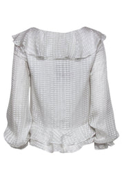 Current Boutique-Stevie May - White & Silver Ruffle Long Sleeve Blouse Sz S