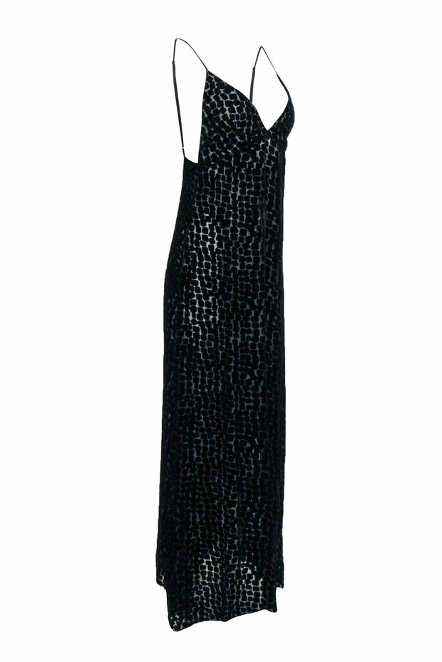 Current Boutique-Stone Cold Fox - Black Velvet Burnout Design Sleeveless Maxi Dress Sz M/L