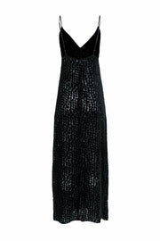 Current Boutique-Stone Cold Fox - Black Velvet Burnout Design Sleeveless Maxi Dress Sz M/L