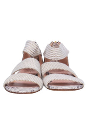 Current Boutique-Stuart Weitzman - Beige Snakeskin Print Woven Strappy Sandals Sz 8.5