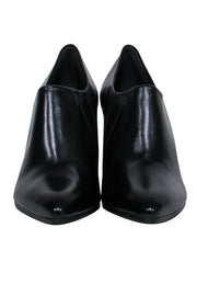 Current Boutique-Stuart Weitzman - Black Leather Heel Pointed Toe "Napa" Booties Sz 9.5