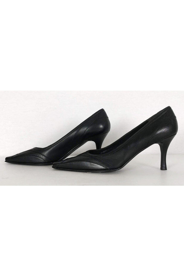 Current Boutique-Stuart Weitzman - Black Leather Pointed Pumps Sz 9