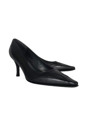 Current Boutique-Stuart Weitzman - Black Leather Pointed Pumps Sz 9