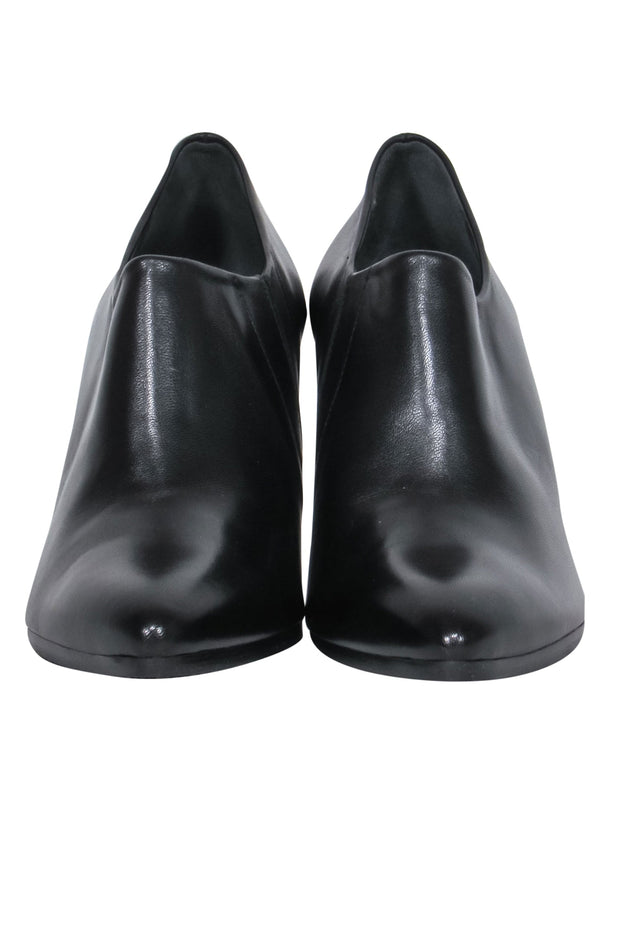 Current Boutique-Stuart Weitzman - Black Leather Pointed Toe Heeled "Nappa" Booties Sz 10