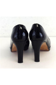 Current Boutique-Stuart Weitzman - Black Patent Woven Peep Toe Heels Sz 6