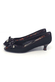 Current Boutique-Stuart Weitzman - Black Peep Toe Pumps w/ Tortoise Trim Sz 9