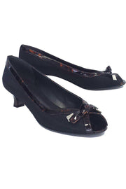 Current Boutique-Stuart Weitzman - Black Peep Toe Pumps w/ Tortoise Trim Sz 9