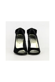 Current Boutique-Stuart Weitzman - Black Satin Bow Pumps Sz 7