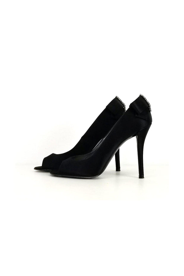 Current Boutique-Stuart Weitzman - Black Satin Bow Pumps Sz 7