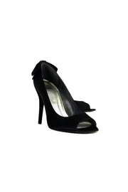 Current Boutique-Stuart Weitzman - Black Satin Bow Pumps Sz 7