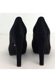 Current Boutique-Stuart Weitzman - Black Satin Round Toe Platform Pumps Sz 9.5