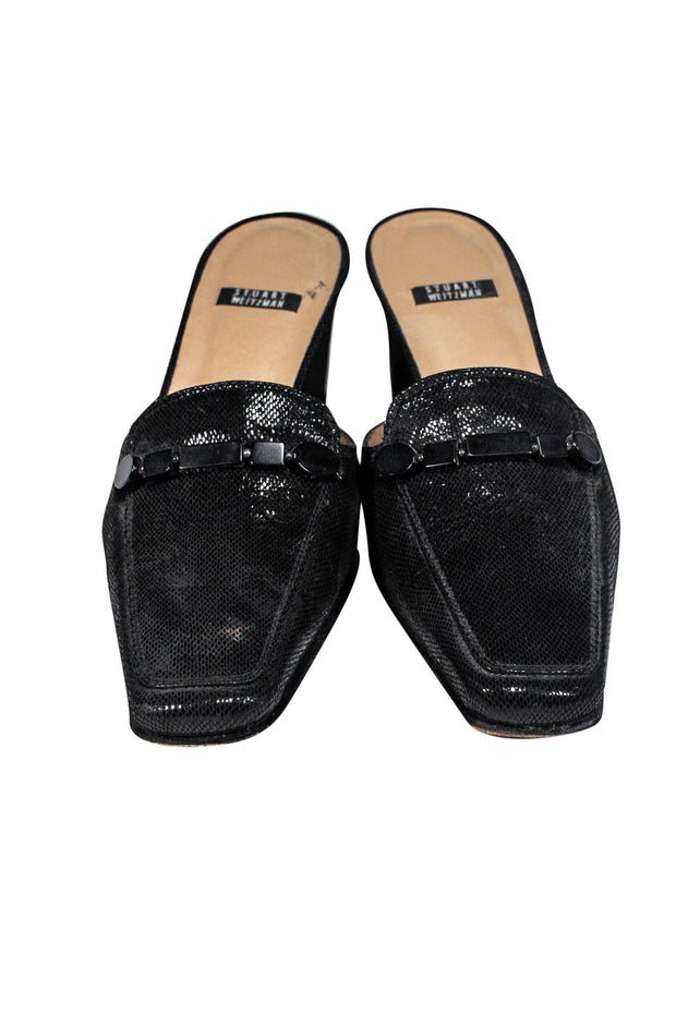 Current Boutique-Stuart Weitzman - Black Square Toe Mules Sz 7.5