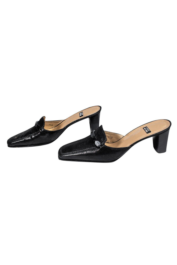 Current Boutique-Stuart Weitzman - Black Square Toe Mules Sz 7.5