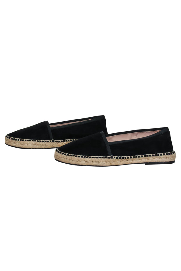 Current Boutique-Stuart Weitzman - Black Suede Almond Toe Espadrille Flats Sz 10.5