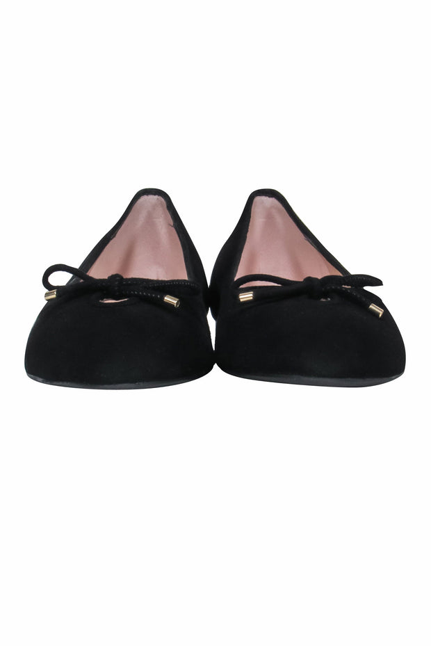 Current Boutique-Stuart Weitzman - Black Suede "Gabby" Ballerina Flats w/ Bow Sz 8.5