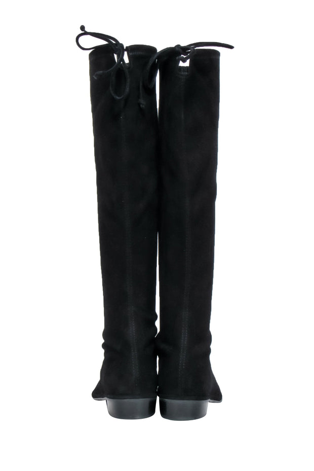 Current Boutique-Stuart Weitzman - Black Suede Knee High Flat Boots Sz 8