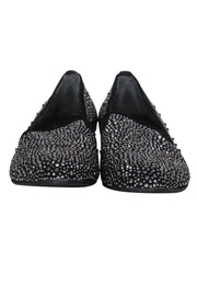 Current Boutique-Stuart Weitzman - Black Suede Loafers w/ Silver Bedazzle & Studs Sz 7.5