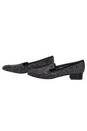 Current Boutique-Stuart Weitzman - Black Suede Loafers w/ Silver Bedazzle & Studs Sz 7.5