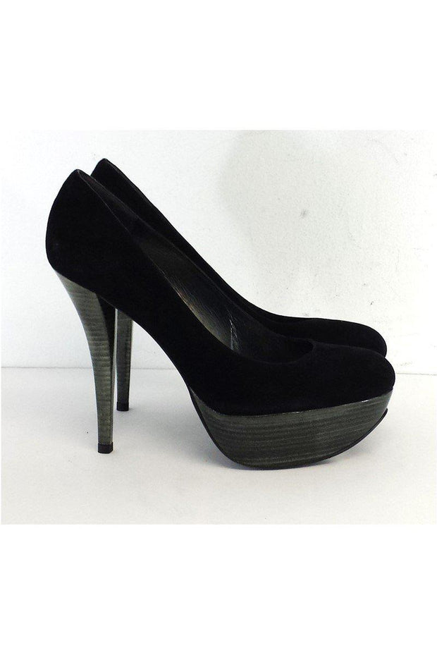 Current Boutique-Stuart Weitzman - Black Suede Platform Heels Sz 9