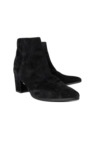 Current Boutique-Stuart Weitzman - Black Suede Pointed Booties Sz 6.5